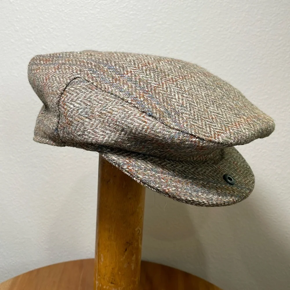 Vintage Dunn & Co Rutland County Cap Wool Cabbie Newsboy Brown Tweed Size 7